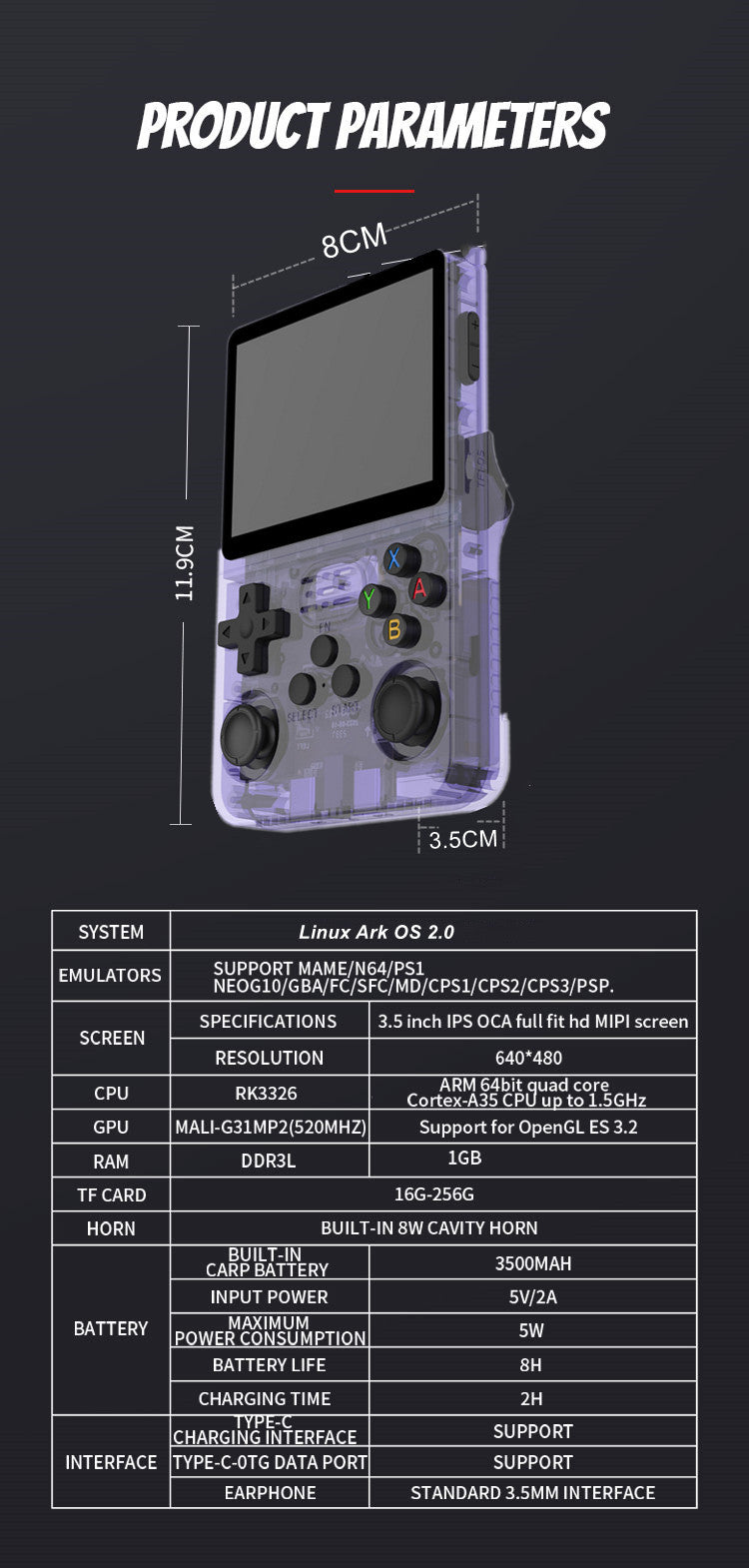 Game Console R36S | 128Gb 21000+ Games 3.5" IPS 640x480